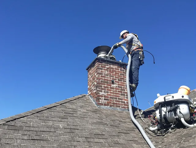 Dedicated Upper Arlington Chimney Sweep team member cleaning a chimney in Upper Arlington, OH