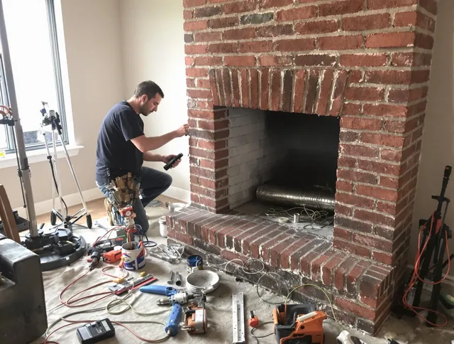 Upper Arlington Chimney Sweep specialist finalizing chimney liner service in Upper Arlington, OH