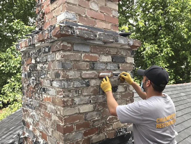 In-progress chimney restoration by Upper Arlington Chimney Sweep in Upper Arlington, OH