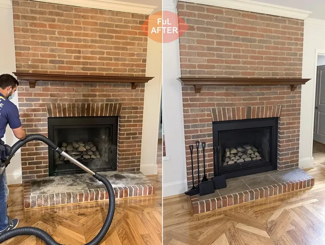 Upper Arlington Chimney Sweep carefully sanitizing a fireplace in Upper Arlington, OH